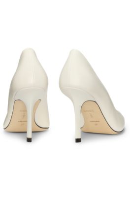 Leather pumps with Double B monogram trim, White