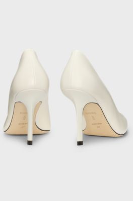 Leather pumps with Double B monogram trim, White