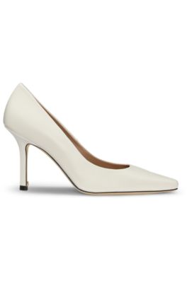 Leather pumps with Double B monogram trim, White