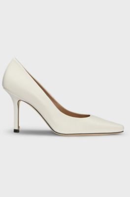 Leather pumps with Double B monogram trim, White