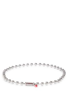 Ball-chain necklace with logo magnet closure, Silver