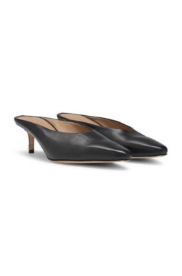 Backless mules in nappa leather, Black