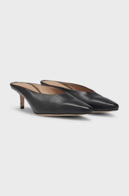 Backless mules in nappa leather, Black