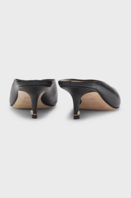 Backless mules in nappa leather, Black