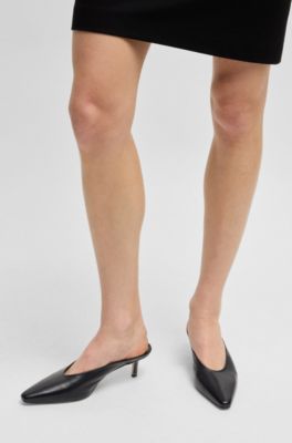 Backless mules in nappa leather, Black