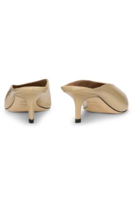 Backless mules in nappa leather, Light Beige