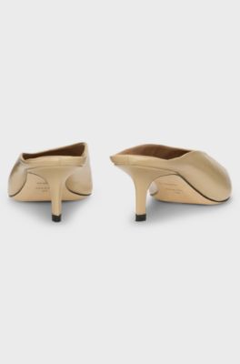 Backless mules in nappa leather, Light Beige
