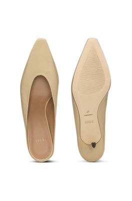 Backless mules in nappa leather, Light Beige