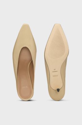 Backless mules in nappa leather, Light Beige