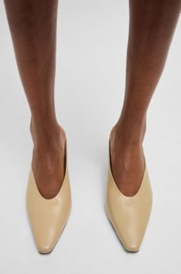 Backless mules in nappa leather, Light Beige