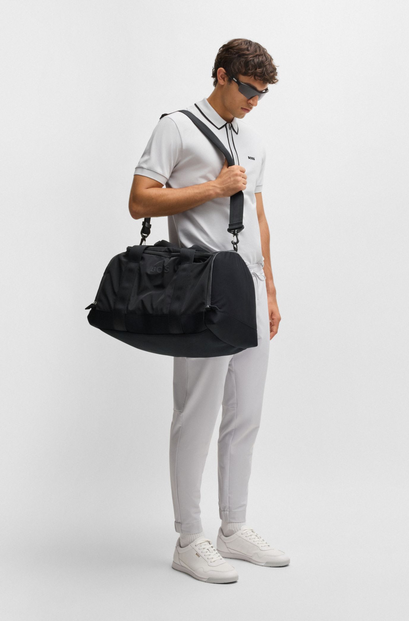 BOSS - Holdall with polished silver-tone hardware - Black