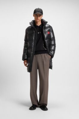 Water-repellent down jacket with logo trim, Black