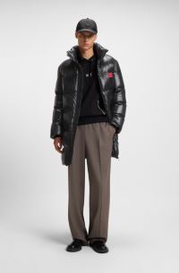 Piumino idrorepellente con logo, Nero