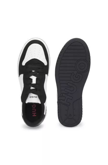 Mixed-material trainers with logo details