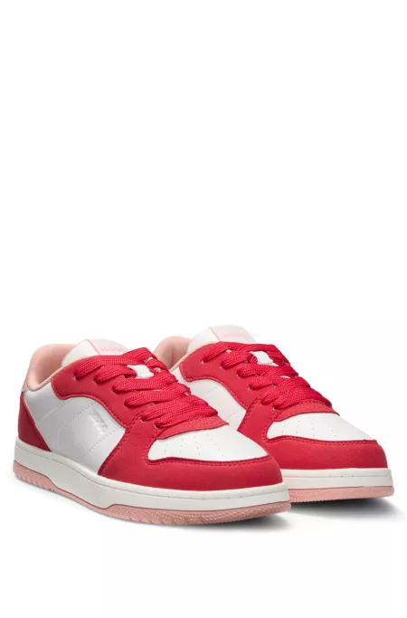 Mixed-material trainers with logo details