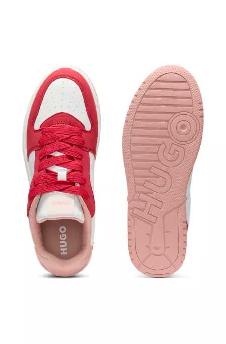Mixed-material trainers with logo details