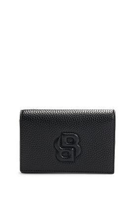 Grained small wallet with Double B monogram