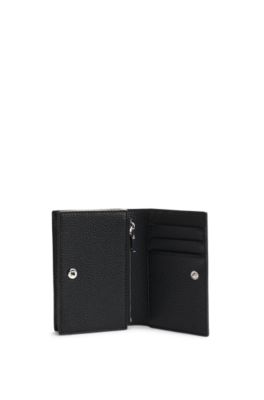 Grained small wallet with Double B monogram, Black