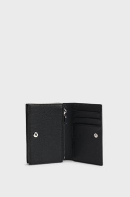 Grained small wallet with Double B monogram, Black