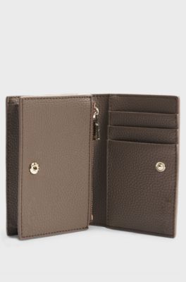 Grained small wallet with Double B monogram, Brown