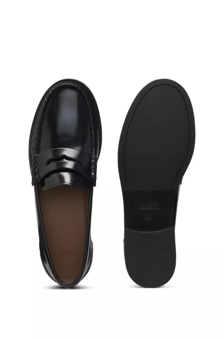 Penny-trim loafers in brush-off leather