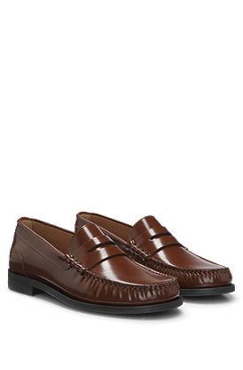 Penny-trim loafers in brush-off leather