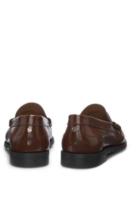 Penny-trim loafers in brush-off leather, Brown