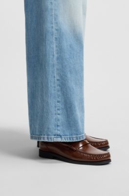 Penny-trim loafers in brush-off leather, Brown