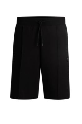 HUGO - Cotton-blend shorts with zigzag stitching - Black