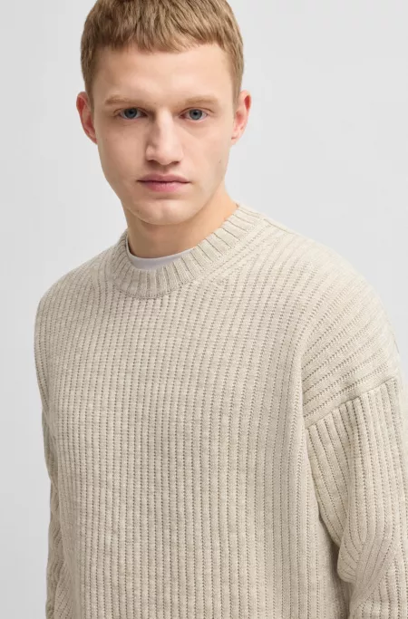 Relaxed-fit sweater in mouliné cotton and linen