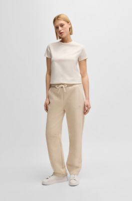 Baskets en cuir avec contrefort en cuir su&eacute;d&eacute;, Blanc