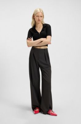 Ballerinapumps van nappaleer met gespbanjes, Rood