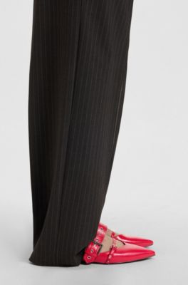 Ballerinapumps van nappaleer met gespbanjes, Rood