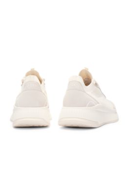 Baskets TTNM&nbsp;EVO avec tige en maille et finitions en cuir su&eacute;d&eacute;, Blanc