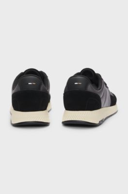 Mixed-material trainers with suede trims, Dark Grey