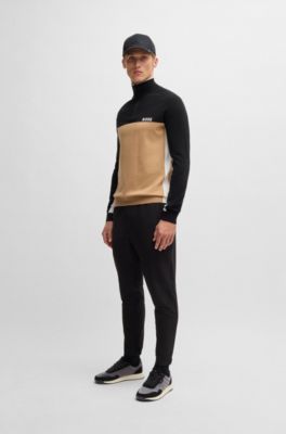 Mixed-material trainers with suede trims, Dark Grey