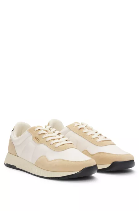 Mixed-material trainers with suede trims