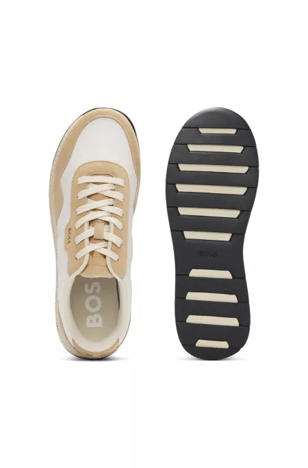 Mixed-material trainers with suede trims