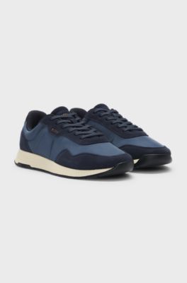 Mixed-material trainers with suede trims, Dark Blue