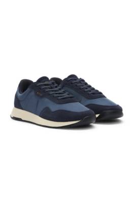 Hugo Boss Mixed-material Trainers With Suede Trims In White