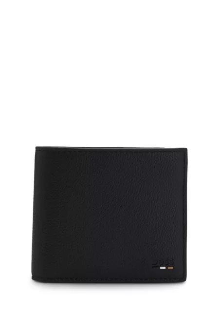 Grained leather wallet with embossed logo detail