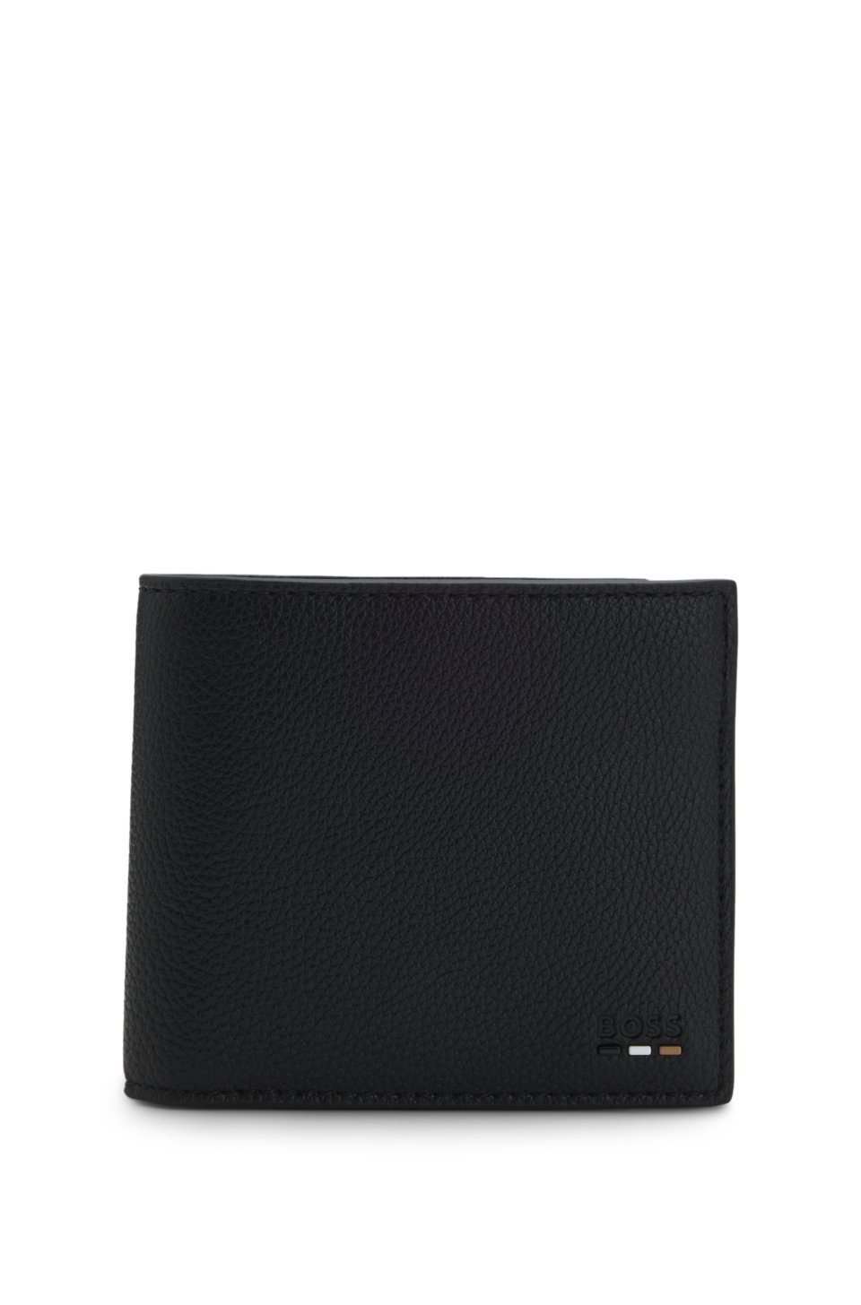 Tricolour-detail wallet in grainy leather