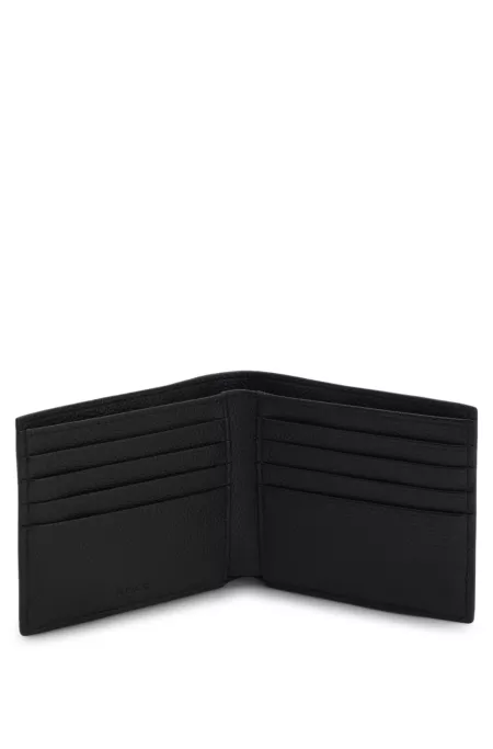 Grained leather wallet with embossed logo detail