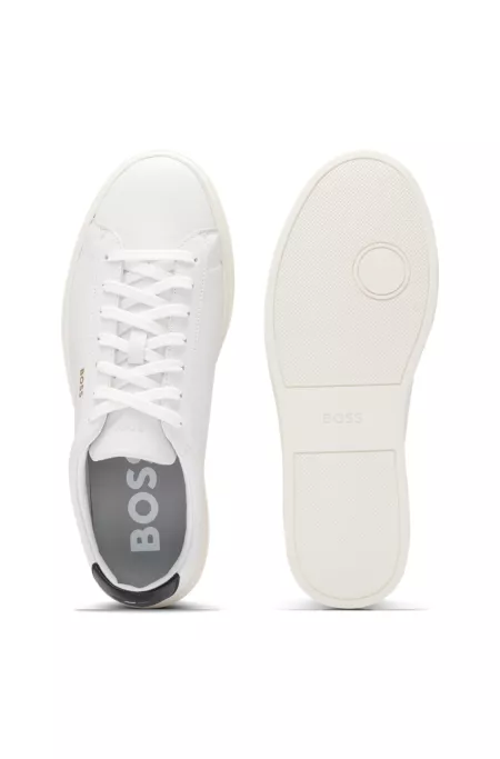 Lace-up trainers in polished leather with logo details