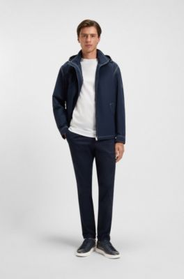 Lace-up trainers in polished leather with logo details, Dark Blue