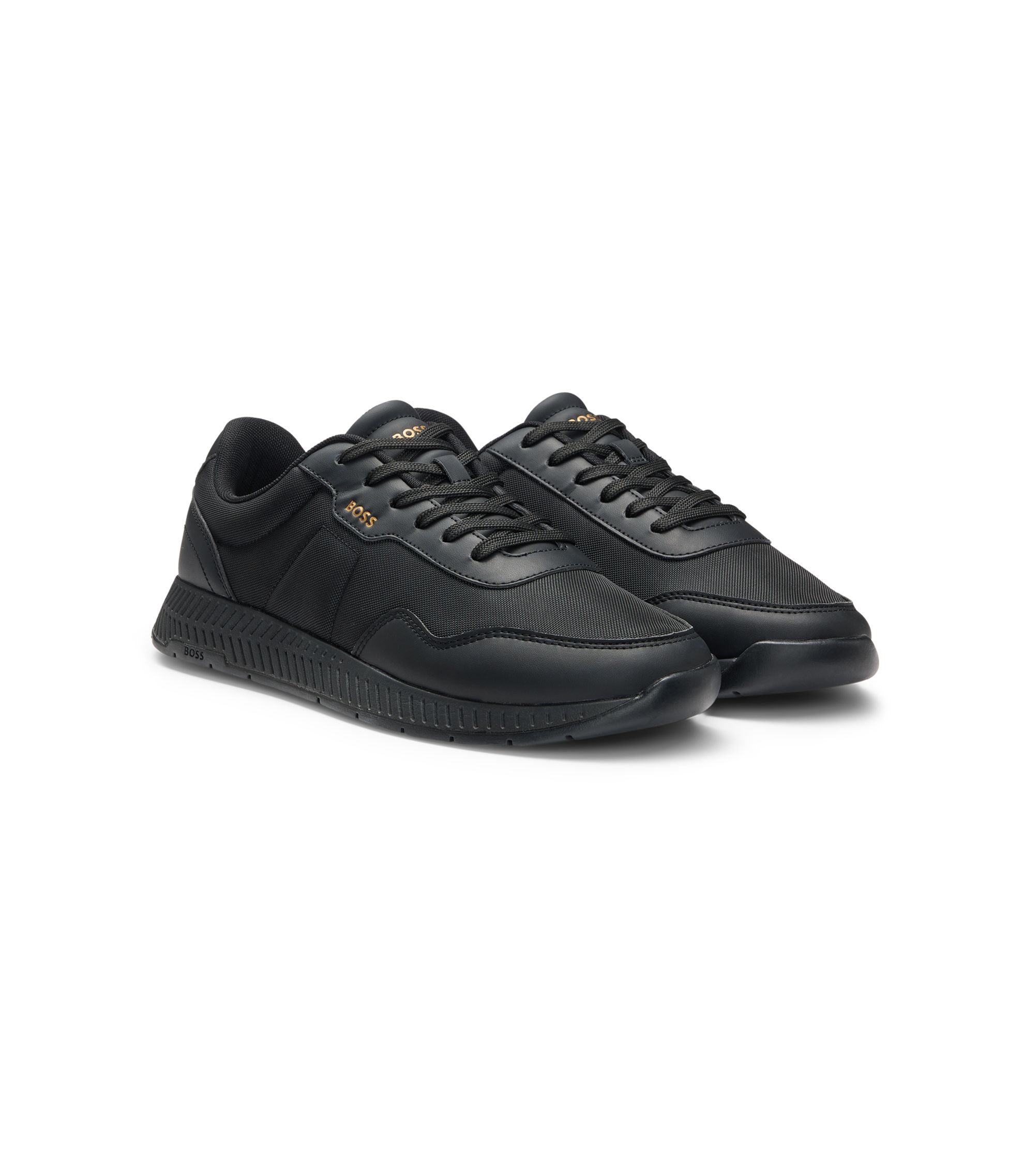 BOSS - Low-top trainers with textured uppers - Black