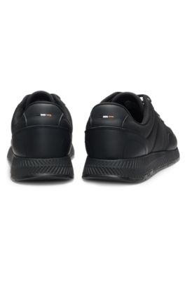 Low-top trainers with textured uppers, Black