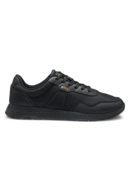 Low-top trainers with textured uppers, Black