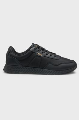 Low-top trainers with textured uppers, Black