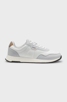 Low-top trainers with textured uppers, Natural